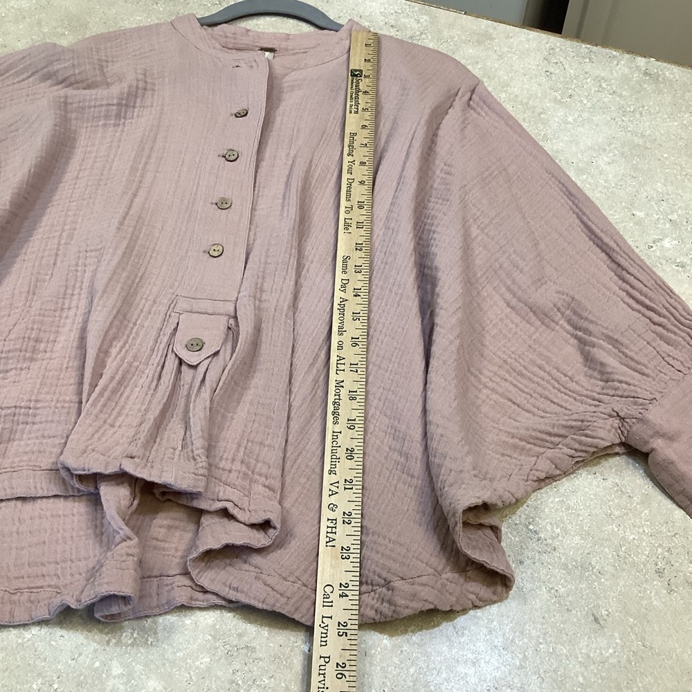 Free people women’s SZ S oversized poncho dusty pink boho top blouse - Picture 6 of 10